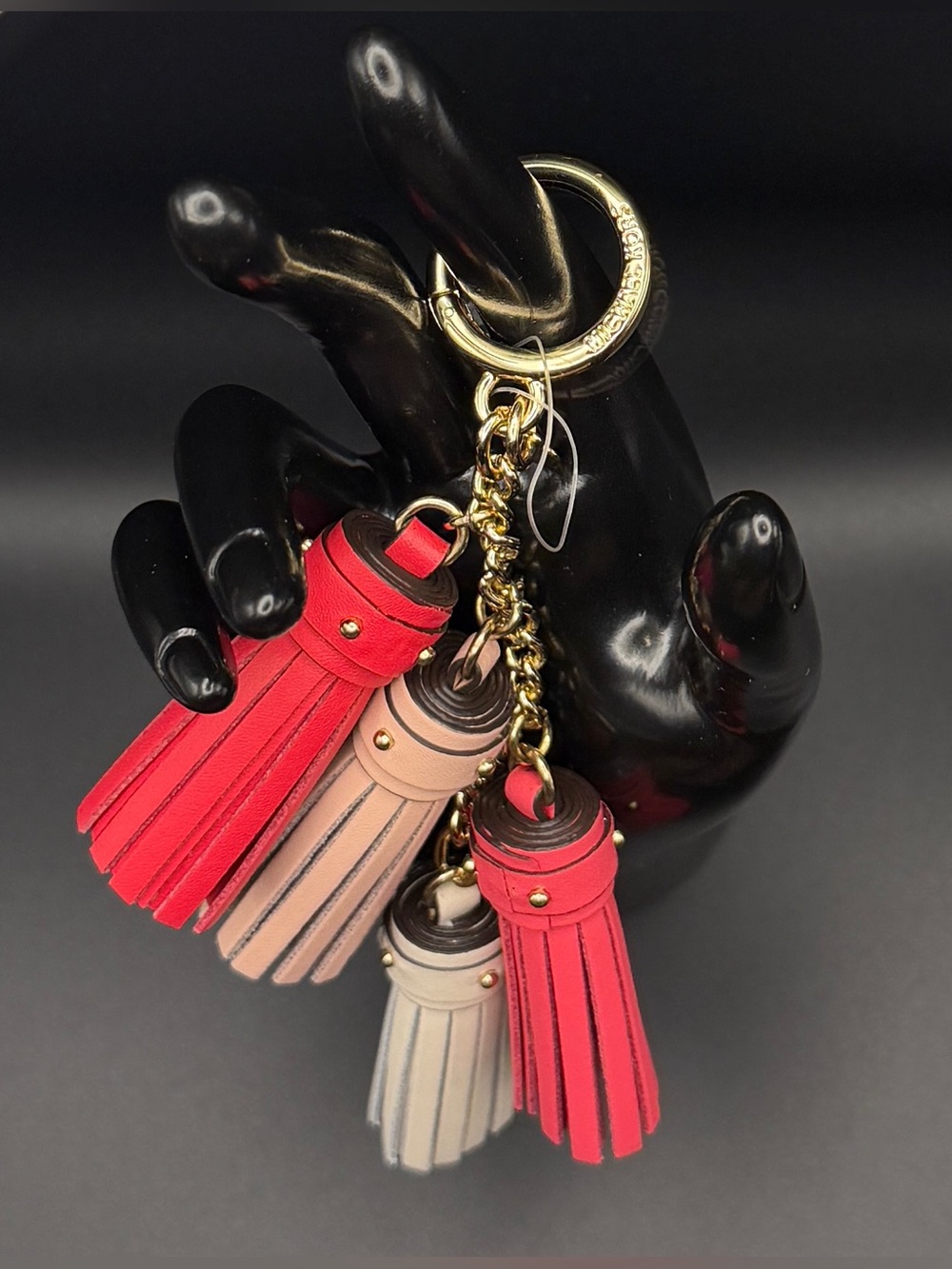 Michael Kors Red and Beige Tassel Keychain Charm